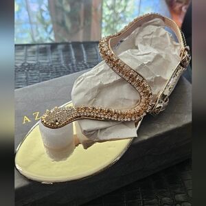 Azalea Wang Gold Snake Embellished Women's Sandals Size 7